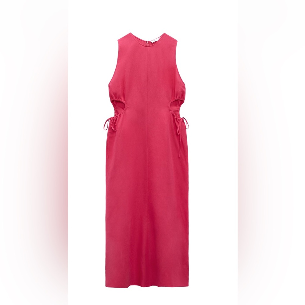 Pink linen long dress - new with tags
